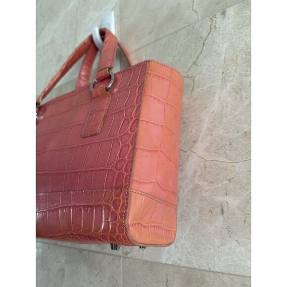 VTG Monsac Pink Croc Leather Tote Y2K Structured, Secret Santa Christmas Gift - Picture 4 of 15